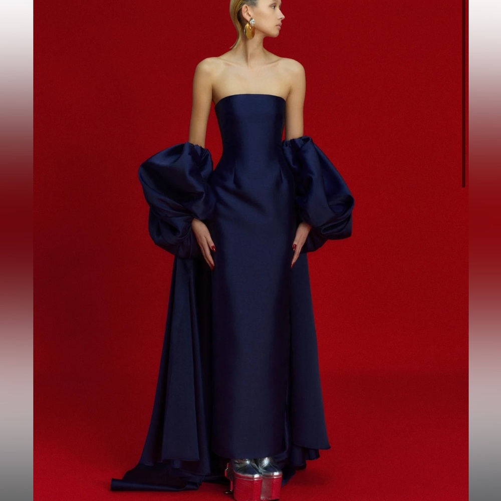 SOLACE LONDON LEA GOWN NAVY